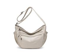 Trendy Crescent Bag Nylon Crossbody Bags for Women Lightweight Sling Hobo Luna Bag Multi-Pocket Shoulder Crossbody Purses, A-off White M