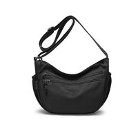 Trendy Crescent Bag Nylon Crossbody Bags for Women Lightweight Sling Hobo Luna Bag Multi-Pocket Shoulder Crossbody Purses, A-black M