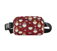 Trendy Cross Body Bag Belt Pack for small businessmen Red Buffalo Plaid & Leopard Christmas Gnomes Sling Chest Bag with Adjustable Strap Mini for Workout Running Hiking