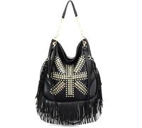 Trendy Crossbody Bag Soft Shoulder Bag with Tassels Fashion Fringe Designed Bag for Women Girl Versatile Rivet Chain Bag