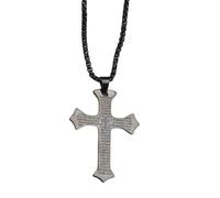 Trendy Crosses Necklace In Gold Plated Alloy With Spanish Scripture Suitable For Ceremonies And Festive Occasions Stylish Faith Necklace