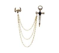 Trendy Crucifix Wing Brooch Premium Alloy Punk Design Secure Fastening Lightweight For Jackets Dresses & Special Lightweight Alloy Chest Pin