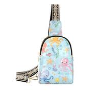 trendy Cute Cartoon Sea Creatures shoulder fanny pack lightweight crossover bags for women for travel