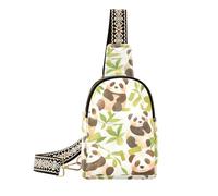 trendy Cute Chinese Panda Green Leaves sling bag crossbody multipurpose travel fanny pack for for hiking