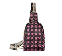 trendy Cute Peach Dog Paw Prints Black sling bag crossbody sturdy fanny pack crossbody bags for day pack