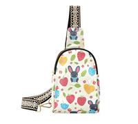 trendy Cute Rabbits Black Hearts Strawberries fanny pack diaper cute shoulder bag for women for travel, cute rabbits black hearts strawberries
