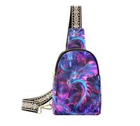 trendy Cyberblue Purple Dragon small fanny packs cute sling purse for women for travel, Cyberblue purple dragon