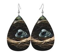 Trendy Dangle Earrings for Women, Lightweight Leather Little bird nest Print Teardrop Jewelry Drop Earring