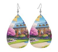 Trendy Dangle Earrings for Women, Lightweight Leather Unicorn Fairy Tale Print Teardrop Jewelry Drop Earring