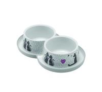 Trendy Dinner Cats in Love Double Bowl - White - 2 x 350ml