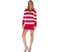 Trendy Diva Ladies V Neck Stripe Jumper Dress Cable Knit Bodycon Tunic Top Oversized Plus Size 8-22 | UK Sizing | Versatile | Durable | On Trend | Made in UK (XXL Plus, Red Cream)