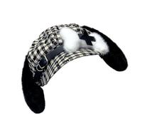 Trendy Dog Bone Hat Check Pattern Lovely Dog Ears Windproof Berets for Trendsetters and Retros Lover Trendy Youth
