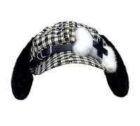 Trendy Dog Bone Hat Check Pattern Lovely Dog Ears Windproof Berets For Trendsetters And Retros Lover Unique Fashion Baseball Hat