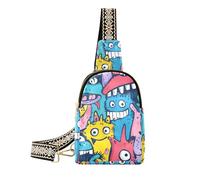 trendy Doodle Funny Cute Monsters Colorful leather sling bag multipurpose fanny packs for women for travel, doodle Funny cute monsters colorful, 1 size, Doodle Funny Cute Monsters Colorful, 1 size
