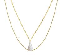 Trendy Double Layered Pearl Necklaces for Women Teardrop Pendant Necklace Summer Beach Accessories Jewelry Gifts Christmas Birthday