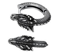 Trendy Dragon Hoop Earrings Stainless Steel Ear Accessories Punk Style Party Unisex Streetwear Ear Studs Personality Jewelry, フリーサイズ