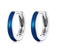 Trendy Earrings - 925 Sterling Silver Simple Klein Blue Ear Buckles For Women Classic Hoop Earrings Fine Jewelry Party Gift