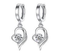 Trendy Earrings Earrings Women's Heart Ladies Heart Earrings Eternal Long Crystal Fashion Temperament Pendant Earrings Love Hoop Earrings