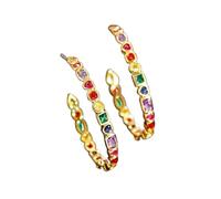 Trendy Earrings - Zircons Charming Colorful Rainbow Cubic Zirconia Gold Round Hoop Earrings For Women Fashion Bohemia Jewelry Gift