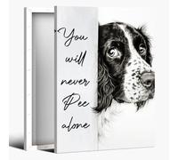 Trendy English Springer Spaniel Bathroom Vintage Art poster You Never Pee Alone Wall Art Print Bathroom Black and White Animal Wall Decor Aesthetic Framed12x18inch