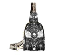 trendy Evil Skull Black Gothic body bags for lightweight bags for women crossbody for hiking, evil skull black Gothic, One Size