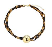 Trendy Exaggerated Round Ball Pendant Necklace for Women, Leopard Print Chain Dainty Necklace Party Princess Chain Jewelry