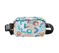 Trendy Fanny Pack Waist Bag Men Women Abstract Watercolor Blue Orange Mini Chest Bag Belt Bag with Adjustable Strap for Workout Running Hiking, abstract watercolor blue orange, 8" x 5.3" x 2.3", Retro