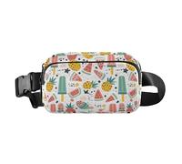 Trendy Fanny Pack Waist Bag Unisex Adults Colorful Tropical Fruits Ice Cream Pineapples Water Resistant Crossbody Belt Bag with Adjustable Strap for Travel Gym Work, colorful tropical fruits ice cream