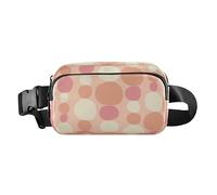 Trendy Fanny Pack Waist Bag Women Men Adults Peach Dots Multipurpose Crossbody Bag Anti Theft Waist Pack with Adjustable Strap for Cycling Hiking Gym, abstract Peach dots, 8" x 5.3" x 2.3", Retro