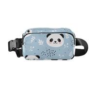 Trendy Fanny Waist Pack Cute Panda Pattern Blue White Men Women Small Sling Bag Travel Essential with Adjustable Strap for Travel Shopping Running, Cute Panda Pattern Blue White, One Size