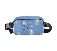 Trendy Fanny Waist Pack Space Pattern Cute Baby Sloth Blue Women Men Large Capacity Bum Bag Belt with Adjustable Strap for Travel Shopping Running, Space Pattern Cute Baby Sloth Blue, One Size