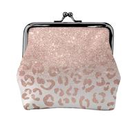 Trendy Faux Rose Gold Glitter Ombre Leopard, PU Leather Coin Purse, Small Wallets, Change Pouch with Kiss Lock Clasp Buckle, Change Purse