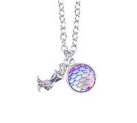 Trendy Fish Scale Necklace Fairy Tales Time Rhinestone Pendant Clavicle Chain Purple 02 Dexterous and professional