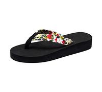 Trendy Flip Flops for Women UK Women Thick Heel Slippers Flat Fashionable Sandals Middle Heel Beach Summer Clip Toe Slippers for Indoor & Outdoor Holiday Summer Vocation (Beige, 4.5)