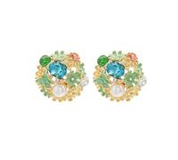 Trendy Flower Studs Earrings With Rhinestones Sturdy Ear Jewelry Designed For Versatile Styling In Various Occasions French Craft Jewelry