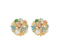 Trendy Flower Studs Earrings With Rhinestones Sturdy Ear Jewelry Designed For Versatile Styling In Various Occasions French Craft Jewelry