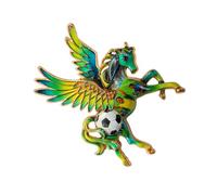 Trendy Flying Horse Brooch with Sparkling Stones Animal Lapel Pin with Crystal Detail for Women and Men Tournament Themed Jewelry
