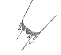 Trendy Four Point Star Angel Wing Heart Charm Necklace Adjustable Neckchain Accessory for Girls and Women Pendant Wear Women Heart Winged Wing Unique Jewelry Point Adjustable Daily for Feathered Star