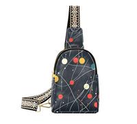 trendy Geometric Dots Lines Vector Illustration leather crossbody bags waterproof womens crossbody fanny pack for travel, geometric dots lines vector illustration