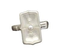 Trendy Geometric Square Plate Rings with Adjustable Opening and Pearls Jewelry for Casual or Formal Occasions Nonconformist Elegant Jewelry