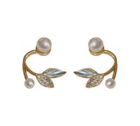 Trendy Geometric Stud Earrings for Women Classic Elegant Cute Imitation Pearl Leaf Small Stud Earring Wedding Jewelry