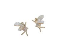 Trendy Girl Dancer Stud Earrings Crystal Acrylic Wings Angle Earrings for Women Korean Cute Sweet Jewelry aretes de mujer