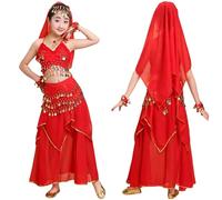 Trendy Girls Outfits Set for Dance Performances and Outdoor Activities Soft Elastic Fabric All Season Wear Comfortable Fit Ages 2 to 14 Easy Hand Machine Wash (Red, 5-6years)
