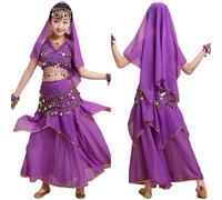 Trendy Girls Outfits Set for Dance Performances and Outdoor Activities Soft Elastic Fabric All Season Wear Comfortable Fit Ages 2 to 14 Easy Hand Machine Wash (Dark Purple, 5-6years)