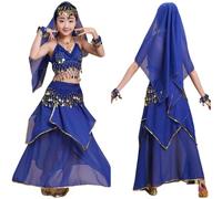 Trendy Girls Outfits Set for Dance Performances and Outdoor Activities Soft Elastic Fabric All Season Wear Comfortable Fit Ages 2 to 14 Easy Hand Machine Wash (Blue, 5-6years)