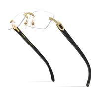 Trendy Glasses Men Square Luxury Diamonds Sumptuous Rimless Eyeglasses Frame For Women,Black,One size