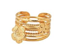 Trendy Gold Plated Adjustable Size Stackable Rings Set Waterproof Finger Jewelry Stylish Accessories for Parties Anti Scratch Rings