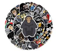 Trendy Gorilla Vinyl Stickers, 50 PCS Waterproof Cartoon Animal Decals for Laptops, Scrapbooking, Journals, Notebooks, Water Bottles, Suitcases, Phones & DIY Decor