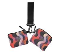 Trendy Gradient Waves Women's Change Wallet Card Cases Compact Size Identity Card Protector with Wristlet Strap for Ladies 2 Pcs