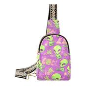 trendy Green Aliens Leaves Cigarettes leather crossbody bags anti-theft travel cross body bag for day pack